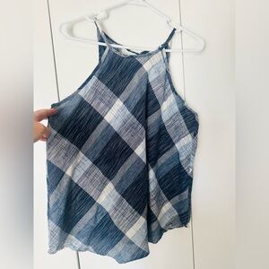 Maurices Blue and White Plaid Halter Camisole